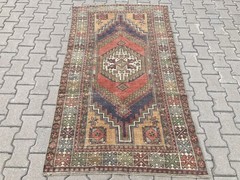 Red Large rug, Turkish rug, Vintage Rug, Handmade rug, Area rug, 3.8 x 6.8 ft