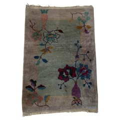 Handmade Antique Art Deco Chinese Rug 2.1′ x 3.2′ (64cm x 98cm) 1920s – 2B48