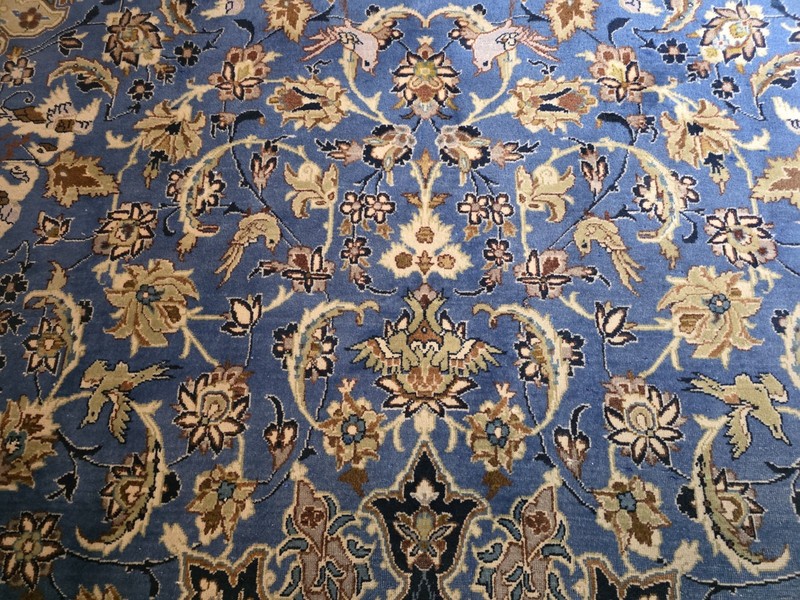 Mid Century BLUE kaashaann Rug hand-woven Oriental wool carpet 14' 5" x 10' 2.5" gallery