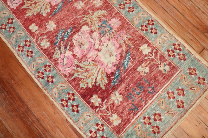 Vintage Floral Turkish Oushak Ushak Rug Dated 1976 Size 2'9''x9'3'' gallery