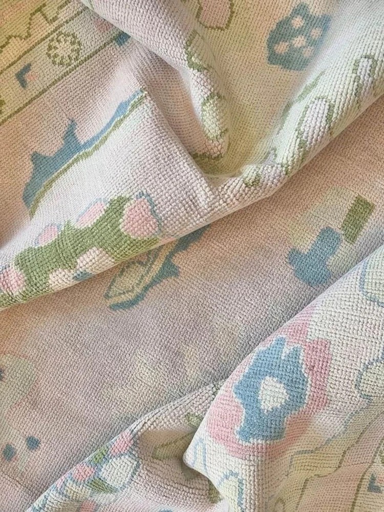 Muted Pink Oushak Rugs 8x10 9x12 10x14 12x15 Luxury Hand Knotted Wool Area Rugs