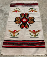 Vintage Handmade Mexican Serape Wool Kilim Rug 181×96 cm