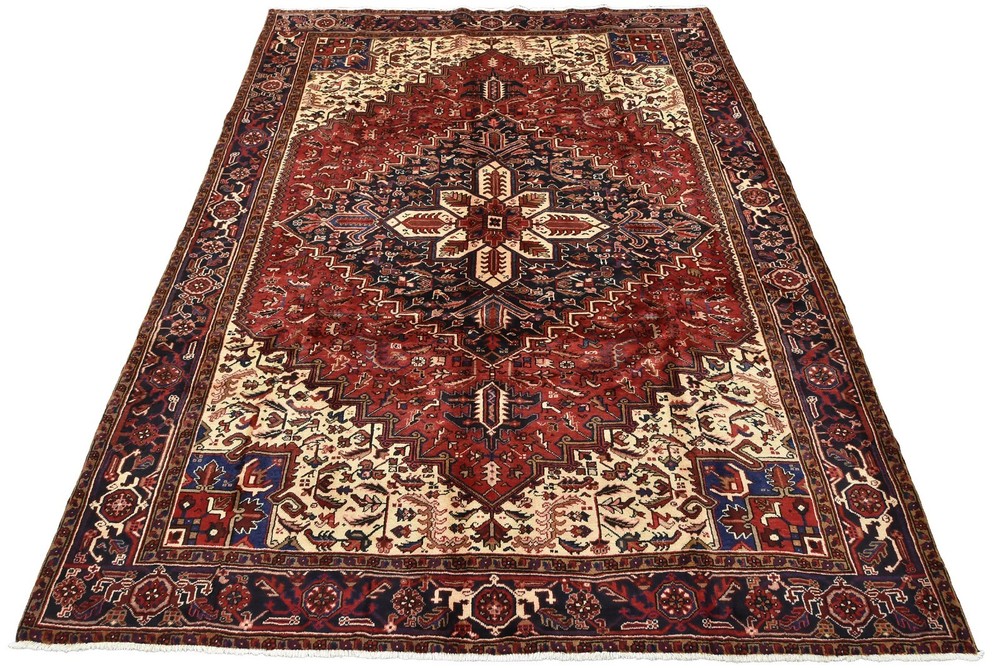 Vintage Tribal Rug 8’5” x 10’10” Red Wool Traditional Hand-Knotted Carpet