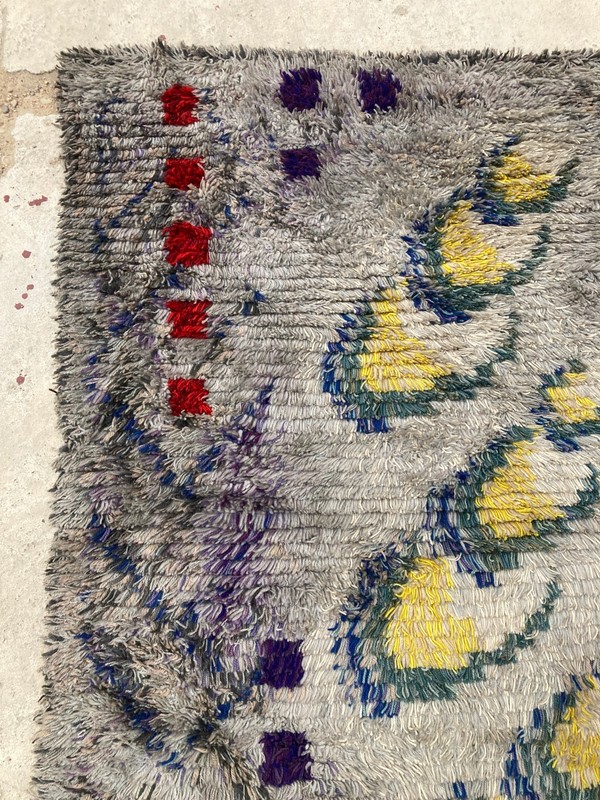 Authentic Antique Rya Rug Handmade Wool Scandinavian Multicolor Carpet 128x96 cm gallery