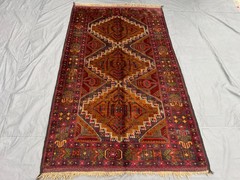 4’3×6’11 ft Vintage Caucasian Hand Knotted Geometric Medallion Wool Area Rug