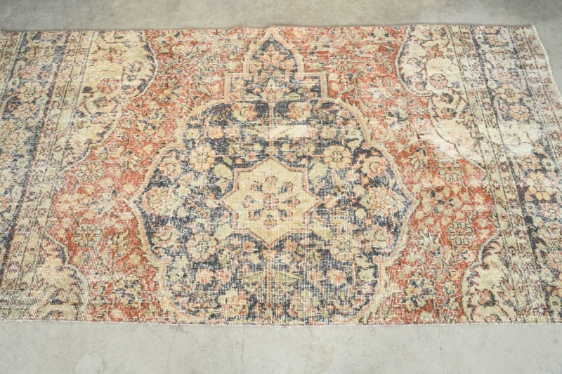 3x6 Turkish Antique Rug Anatolian Hand-Knotted Vintage Oushak Small Carpet,136 gallery