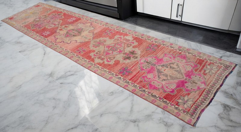 Turkish Runner Rug, Hand Made Rug, Tribal Wool Rug, Ethnic Runner Rug 3 x 12 ft gallery