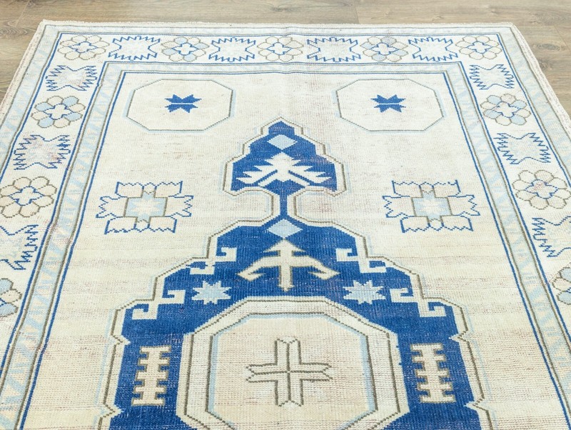 Vintage Modern Turkish Large Area Rug 5.6x8.1 ft Hand-knotted Oushak Wool Carpet gallery