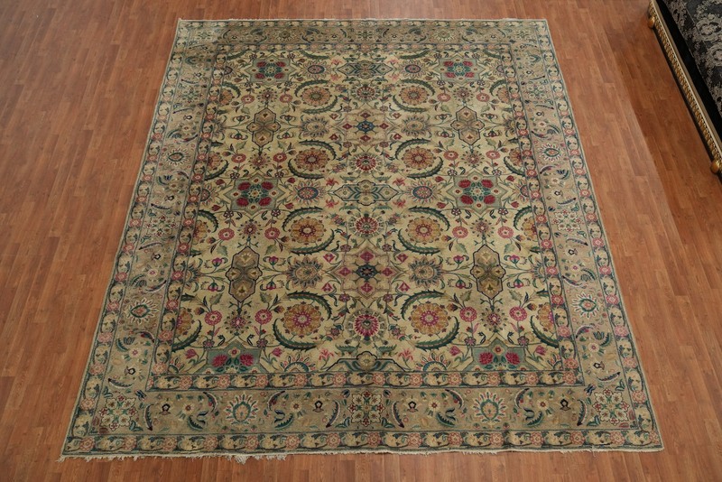 Vegetable Dye Traditional Ivory Wool Handmade Large Rug Living Room Carpet 11x13 gallery
