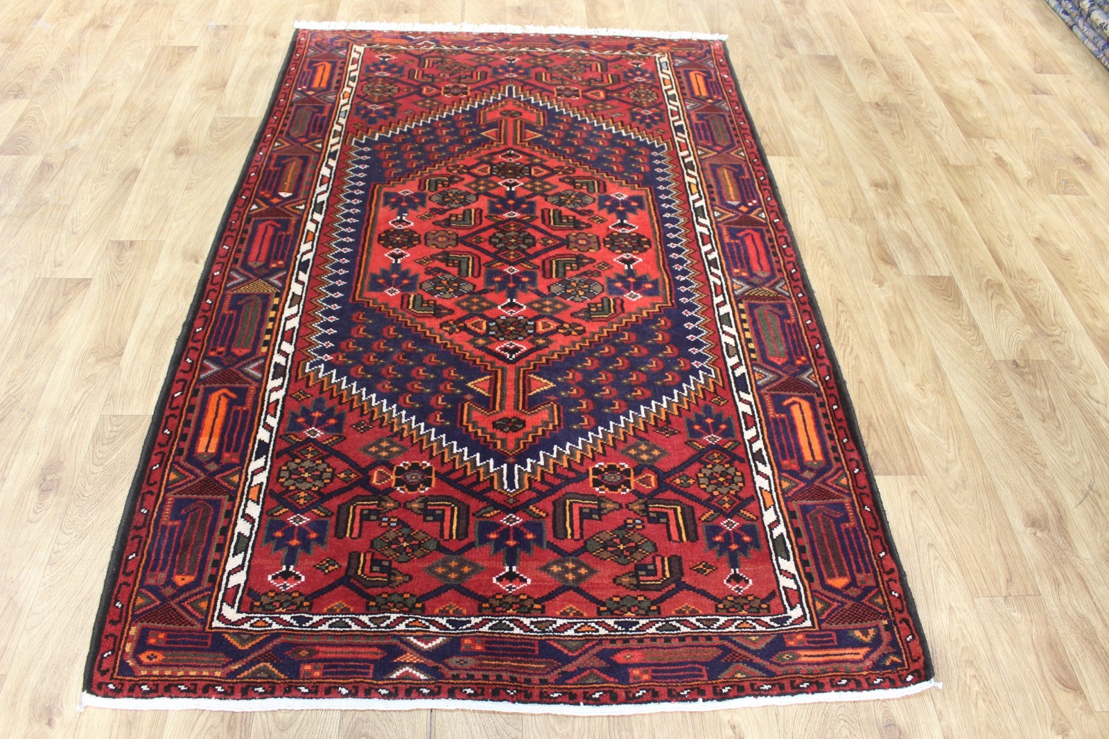 Handmade Oriental Rug 205x132cm 6’9 x 4’4 Handmade Wool Carpet Red Blue Tribal gallery