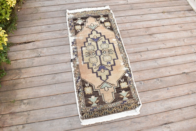 Turkish Carpet Hand Knotted 1x3 Size Doormat Chair Multi Color Rug 49x116cm gallery