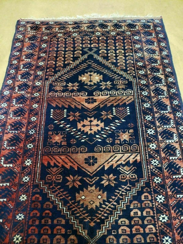 3' 4" X 5' 6" Vintage Handmade Pakistan Balouchi Balouch Tribal Wool Rug Nice gallery