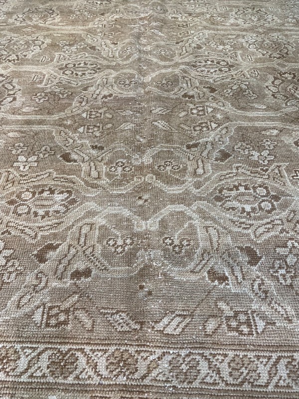 Antique Oriental Hand-Knotted Wool Area Rug Turkish Oushak Ivory 9'7" x 12'2" gallery