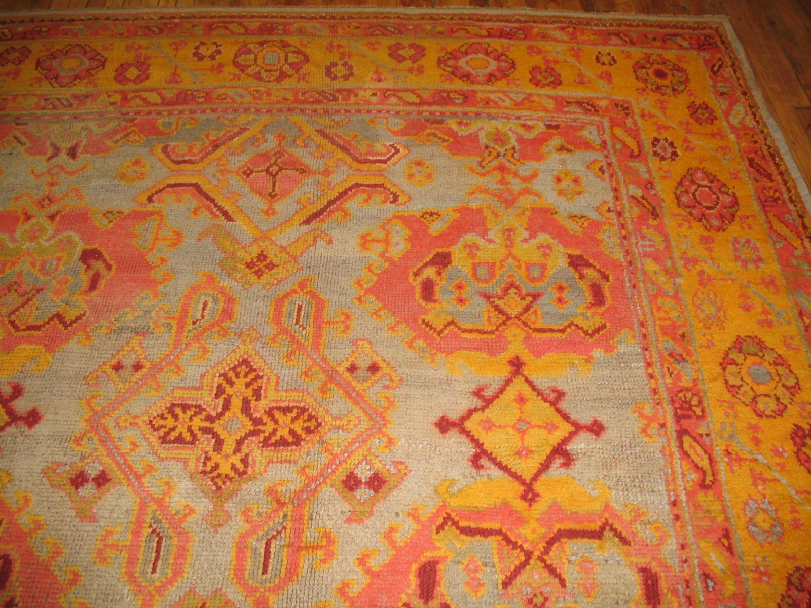 Antique Unbelievable All Over "Crab" Turkish Oushak Ushak Rug Size 12'4''x14'3'' gallery