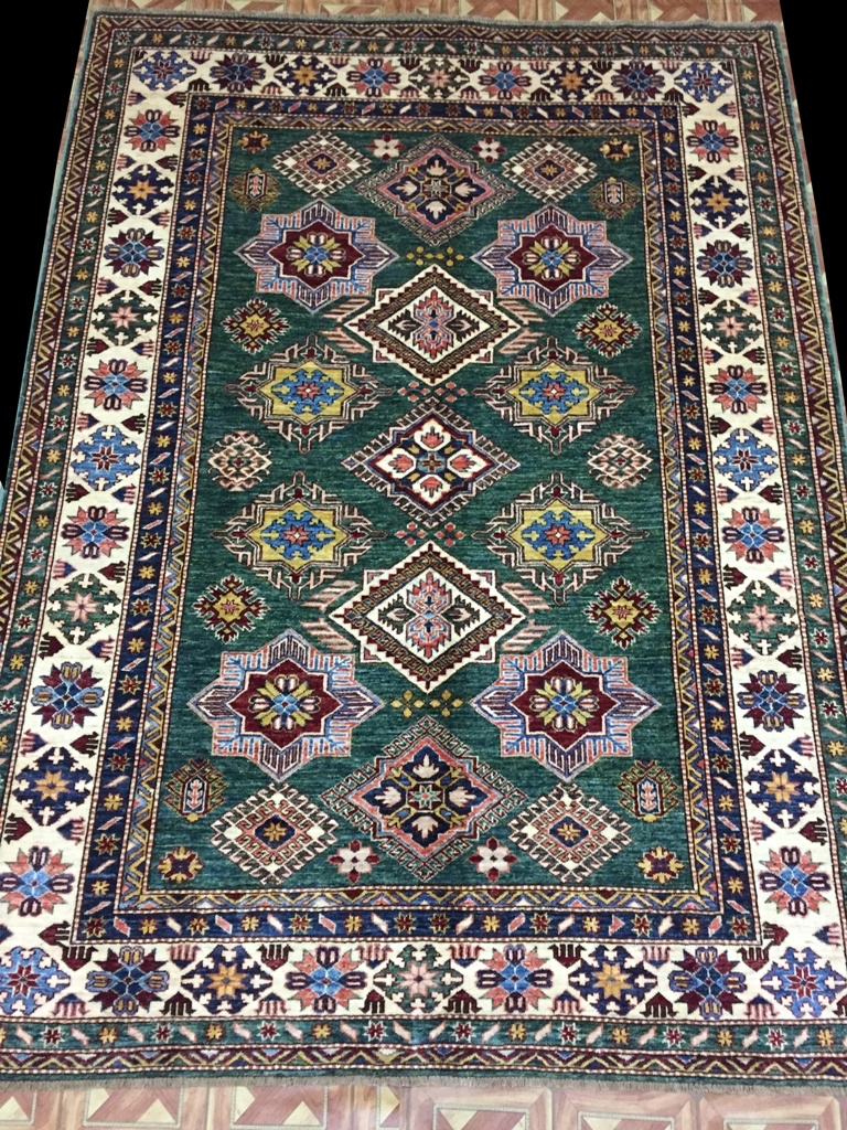Rug Decorative Handmade Rug 6x8 Super Kazak Durable Kazakh GREEN PIX-28214 gallery