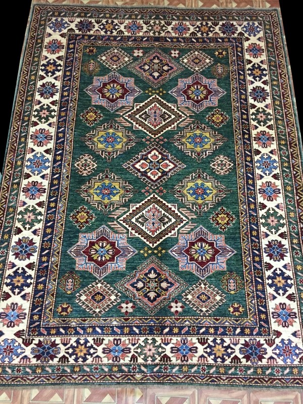 Rug Decorative Handmade Rug 6x8 Super Kazak Durable Kazakh GREEN PIX-28214 gallery