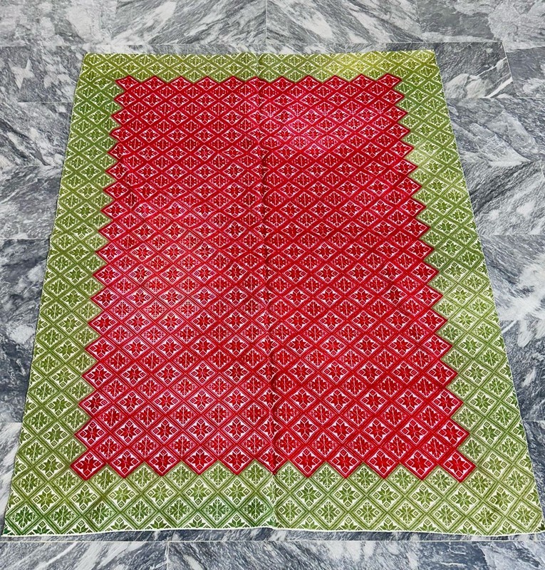 Antique Traditional Romanian Barabian Amazing,Kilim Green and Red geometrical gallery