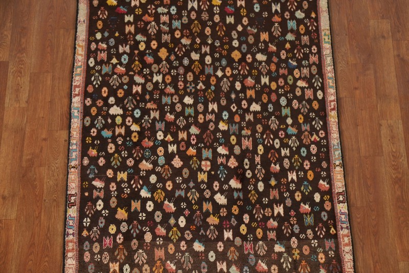 Vintage Vegetable Dye Dark Brown Sirjan Handmade Tribal Traditional Wool Rug 3x5 gallery