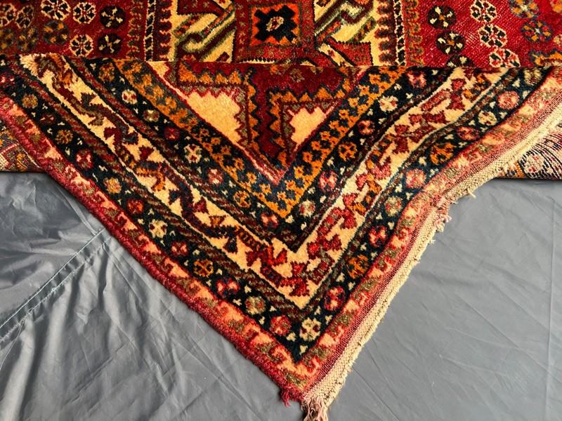 Antique Caucasian Medallion Rug Hand Knotted Distressed Low Pile Vintage 4.6x4.1 gallery