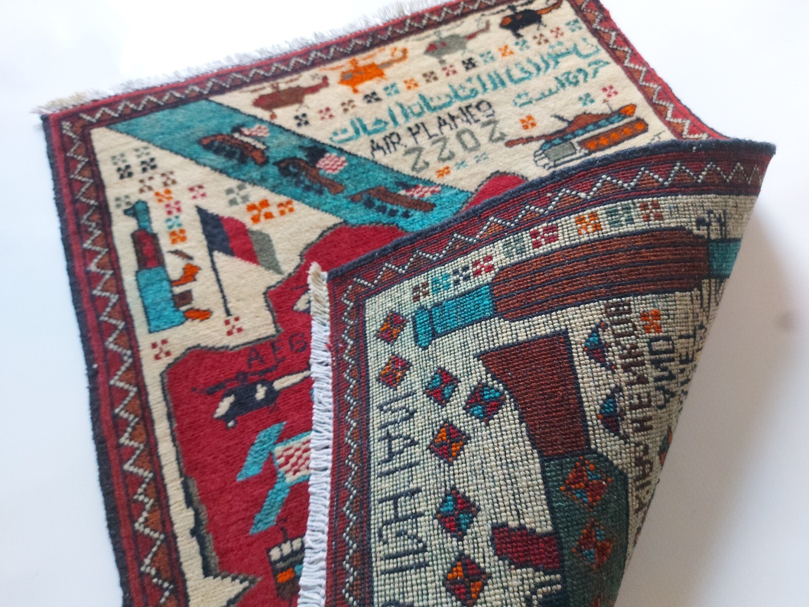 78x59 CM TRADITIONAL AFGHAN WAR RUG TRIBAL ART RUG Mini rug Handicrafts #85 gallery