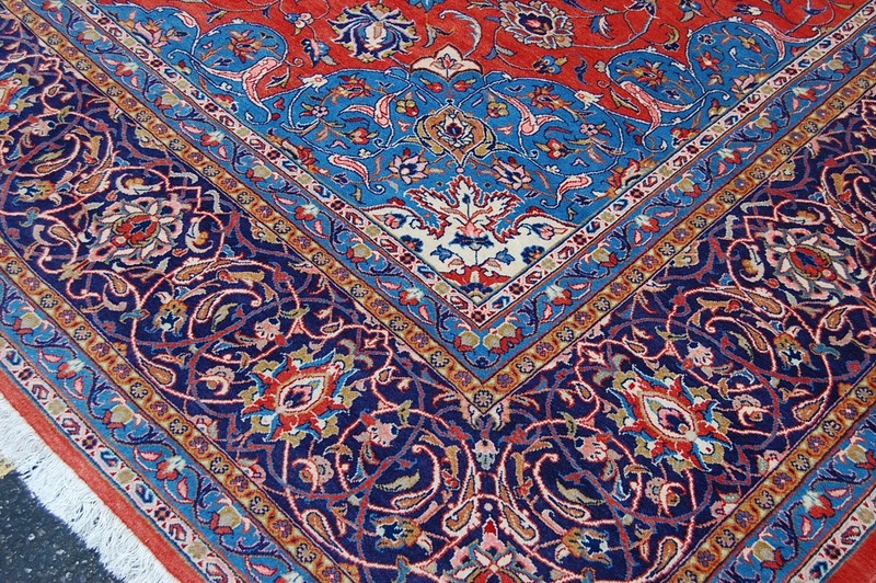 NATURAL WOOL Old Oriental Rugs Hand Woven,knotted size Approximately13' x 17'4" gallery