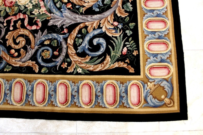 10X13 MAGNIFICENT ANTIQUE HANDMADE VEGETABLE DYE AUBUSSON NEEDLEPOINT WOOL RUG gallery