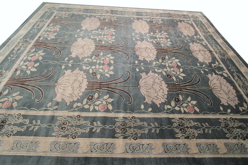 12x12 Vintage Arts & Crafts Handmade Area Rug Art Nouveau Art Deco Design gallery