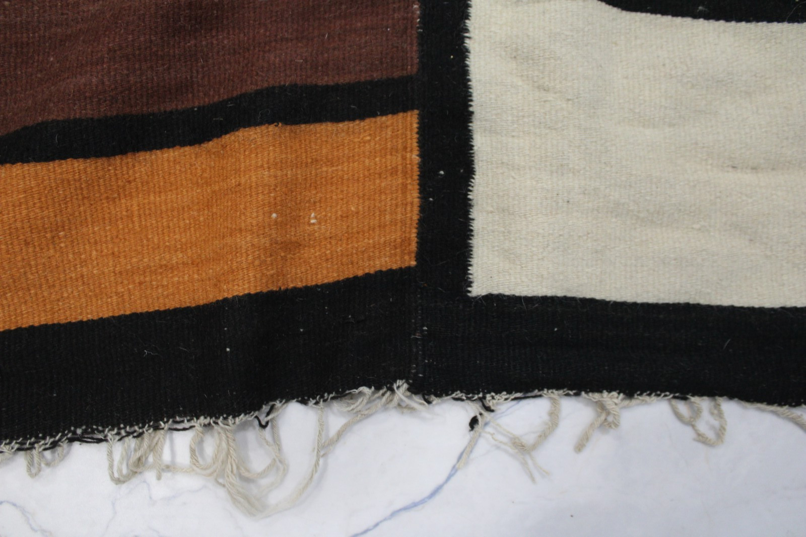 Vintage Abstract MCM Kilim Wool Rug Mid-Century 60’s Brown Tan 60"x76" gallery
