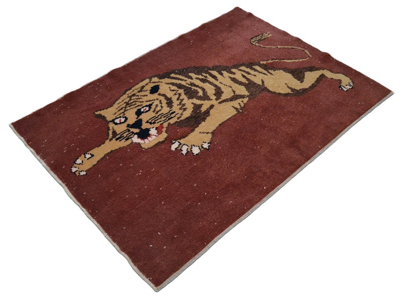 4x5 Rug HandMade Oushak rug NEW Rug Turkish Rug Tiger Attack Pattern 3'9"x5'4" gallery