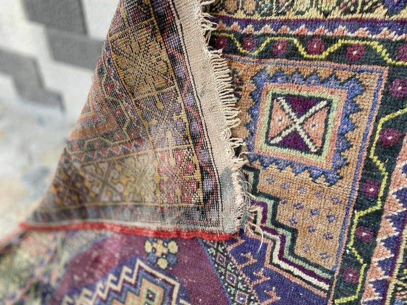 Handmade Turkish Vintage Rug | 1970s Tribal Wool Farmhouse Antique Area Carpet gallery