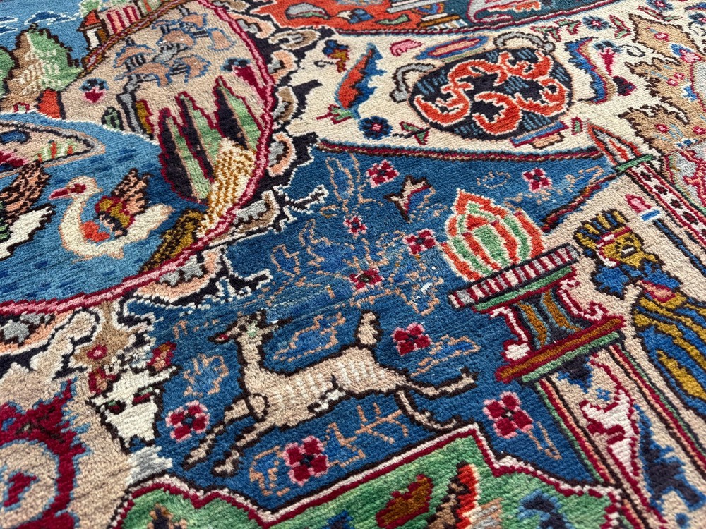 ANTIQUE ORIENTAL RUG 10x13 handmade FINE VINTAGE handwoven wool big tree of life
