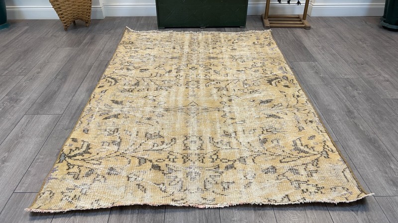 Orange Area Rug, Orange Turkish Rug, Turkish Area Rug, Vintage Rug, 4.1 x 6 ft gallery