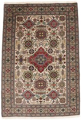 4’4X6’4 Antique Hand-Knotted Oriental Rug Cream Tribal Design Home Carpet