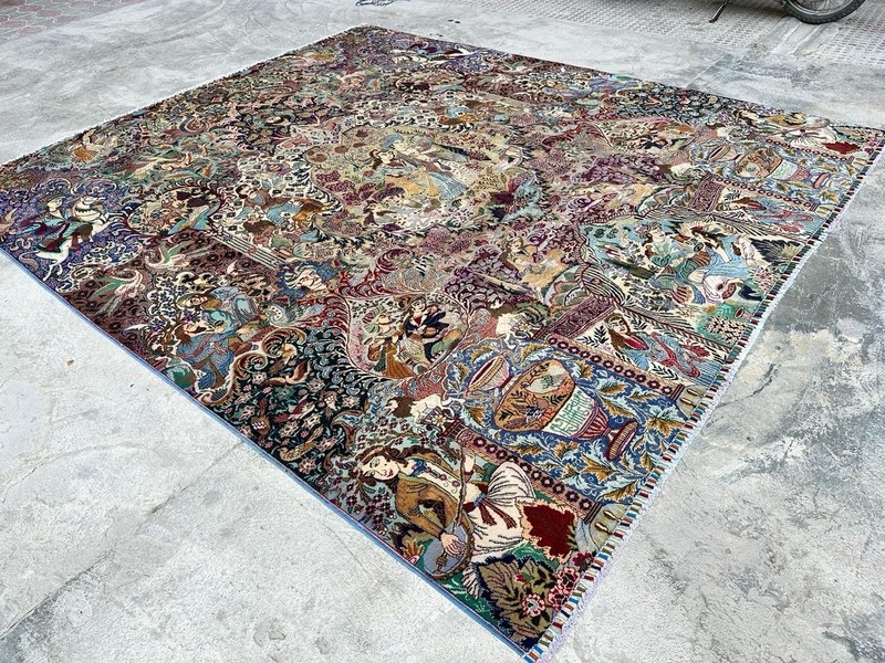 300 X 350 COLLECTORS’ ITEM Vintage Laila Majnun With Shigargah Kashmar Area Rug gallery