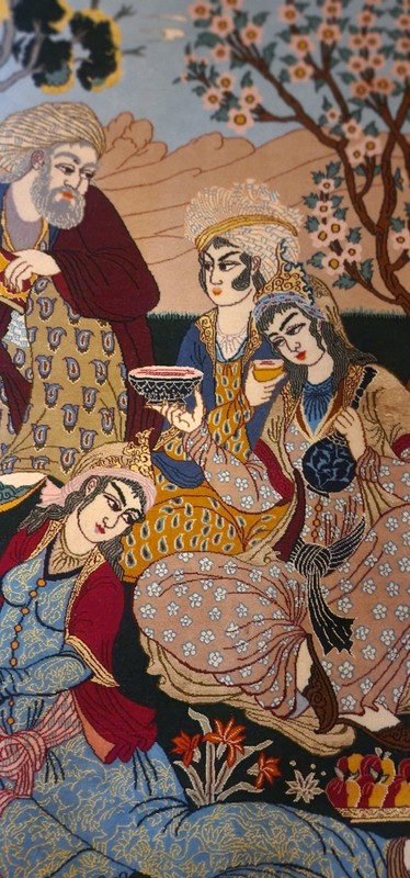 Serafian Oriental Pictorial Rug 1.7 x 1 Kork Wool on Silk Blue Handmade 400 KPSI gallery