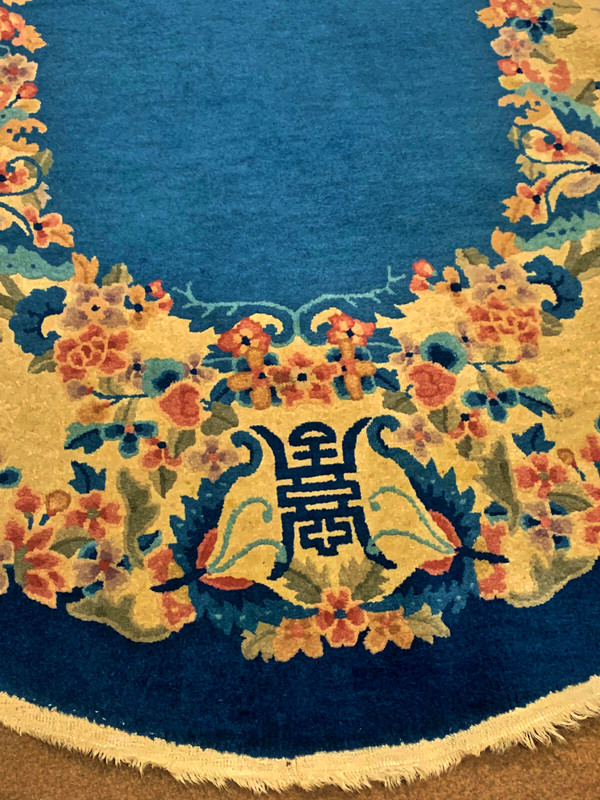 3 Antique Hand Made Chinese sky blue color Rug 5x7ft and 2 round 2'6" gallery