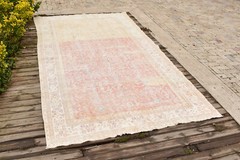Turkish Rug 5×10 Handwoven Oushak Rug 175x310cm Natural Wool Carpet Pink Rug