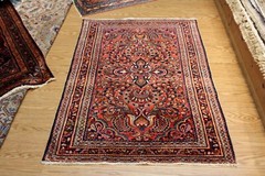 Antique Sarouk design Lilihan 3’6″ x 5′ Authentic Early 1900 Handmade WOOL