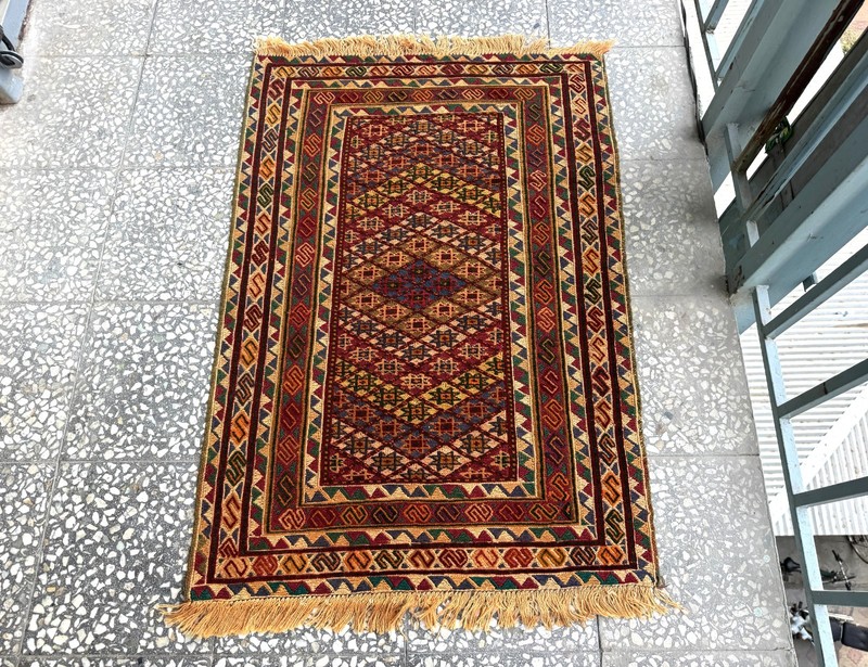3x4 ft Antique Afghan Hand Knotted Area Rug Traditional Turkmen Oriental Carpet gallery