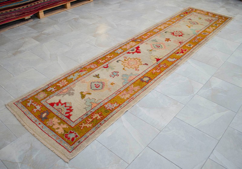 Handmade Turkish Oushak Runner Authentic Wool Rug Made in Oushak - 2'11" x 11'9" gallery