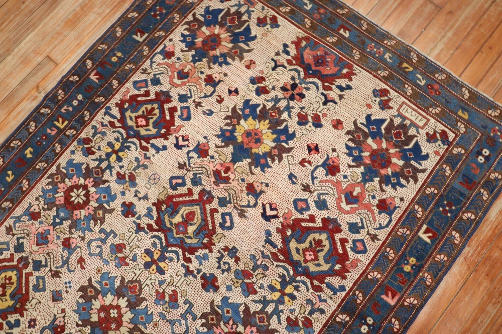 Antique Gorgeous Caucasian Shirvan Kazak Kuba Dated Rug Size 4'3''x5'3''