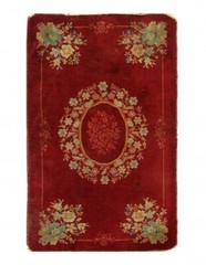 Red Color chinese Antique Art Deco 3′ X 4’11”