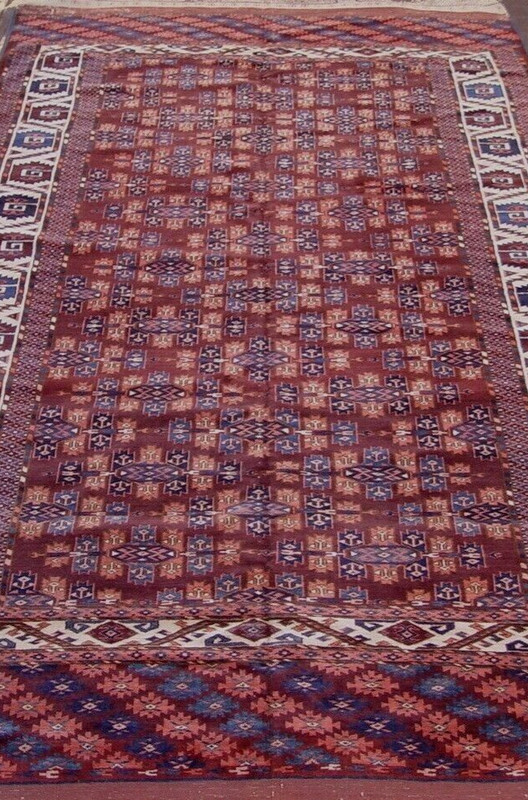 Antique Turkman Yomud Tribe with Kepse Gul Design Main Rug 6'3" x 10'8" gallery