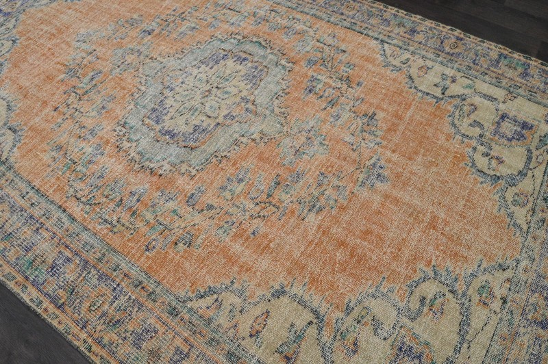 Oushak 6x8,Turkish Rug,vintage,anatolian,ORANGE,kilim,Bohemian,handmade,wool gallery