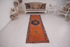3×9 Vintage Runner Soft Turkish Runner Rug Oushak Runner Rug Antique Runner 228
