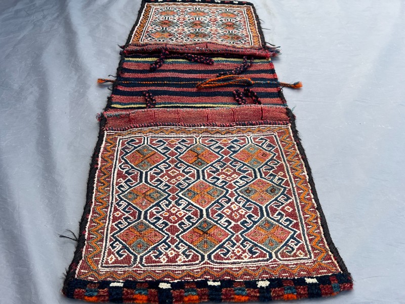 1'5x3'5 ft Vintage Afghan Saddle Bag – Handwoven Tribal Wool Nomadic Rug Decor gallery
