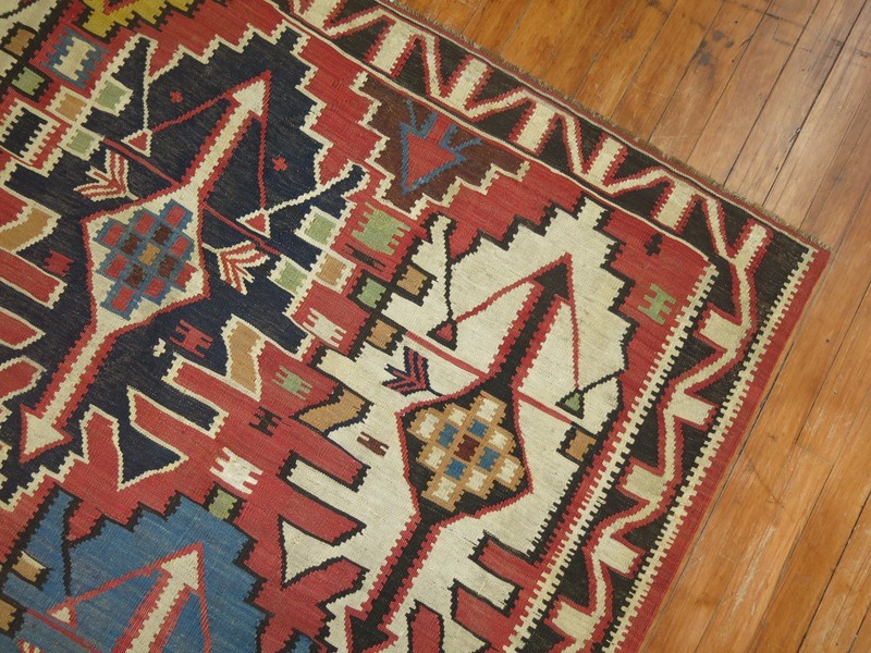 Antique Caucasian Avar Kilim Size 4'10''x9'1' gallery