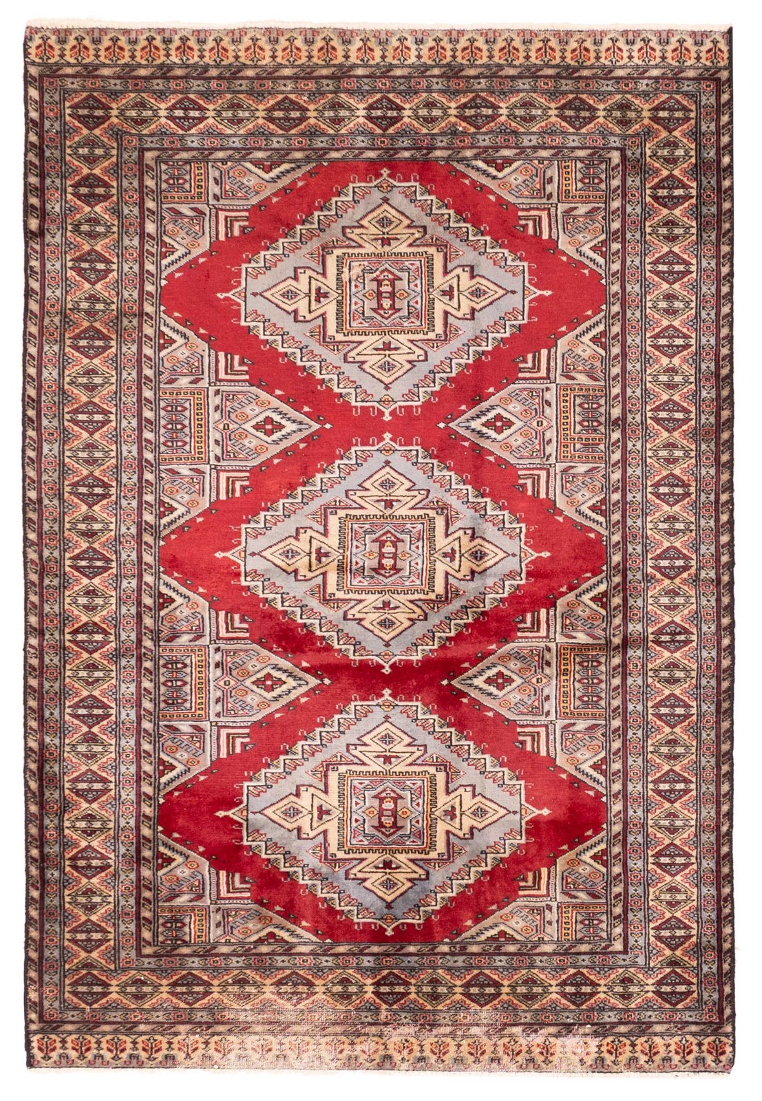 Vintage 4'0" x 5'11" Traditional Hand Knotted Vegetable Dye Wool Area Rug gallery
