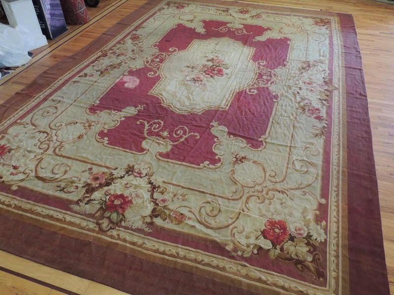 11x16 RARE Genuine Antique French Aubusson Oriental Rug ca1880 RED France gallery
