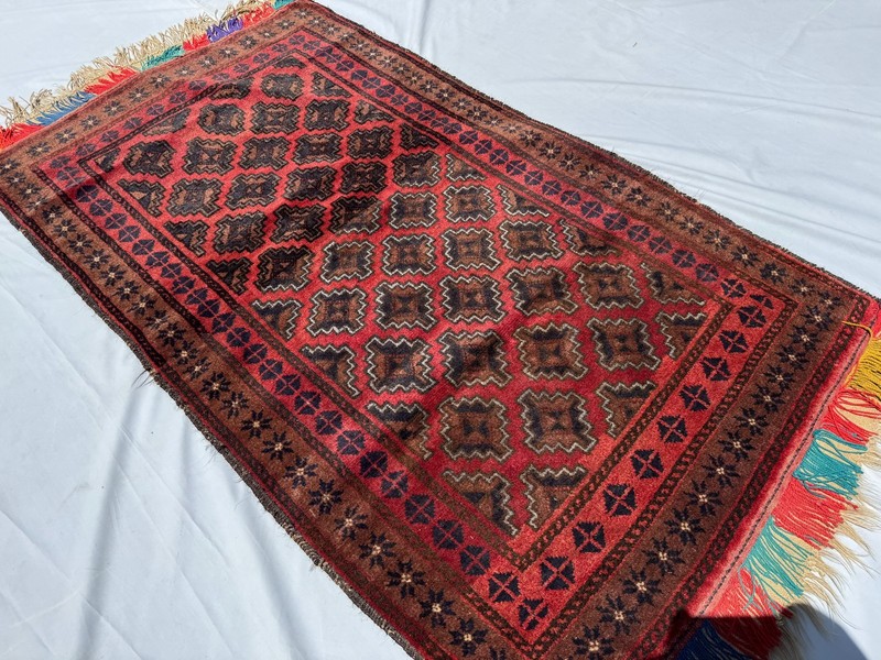 3x6 ft Afghan Hand Knotted Antique Rug Turkish Geometric Oriental Baluchi Carpet gallery